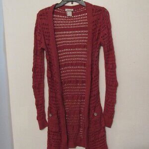 Matlida Jane Crocheted Cardigan Women Sz Small Dark Coral